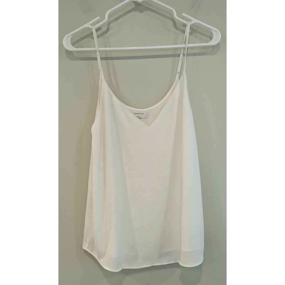 Babaton White V-neck Spaghetti Strap Camisole Size Small